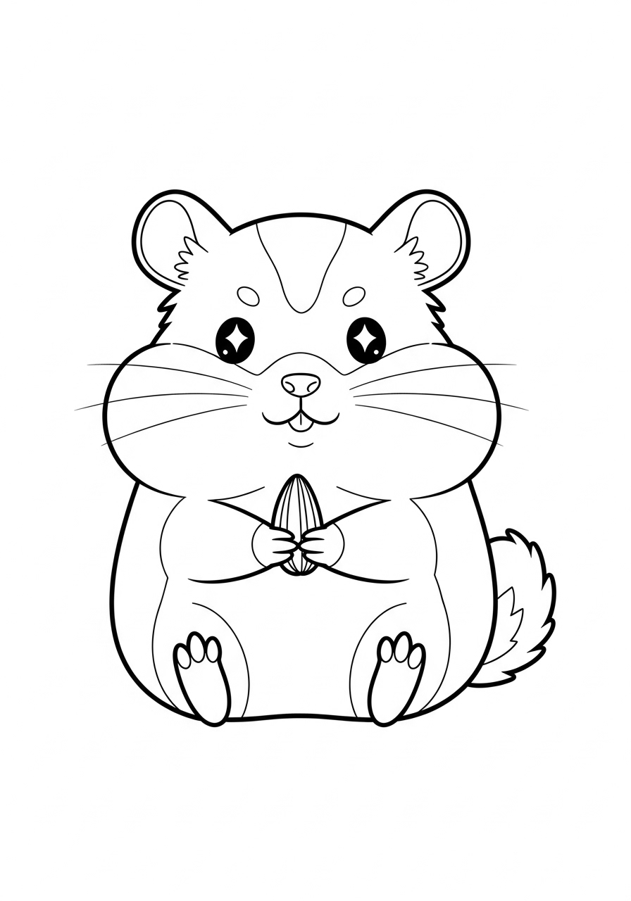 Kawaii chubby hamster coloring page